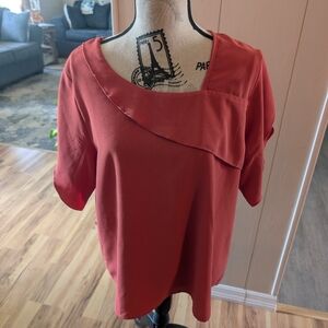 Women's Pumpkin ColoredAsymmetrical Top